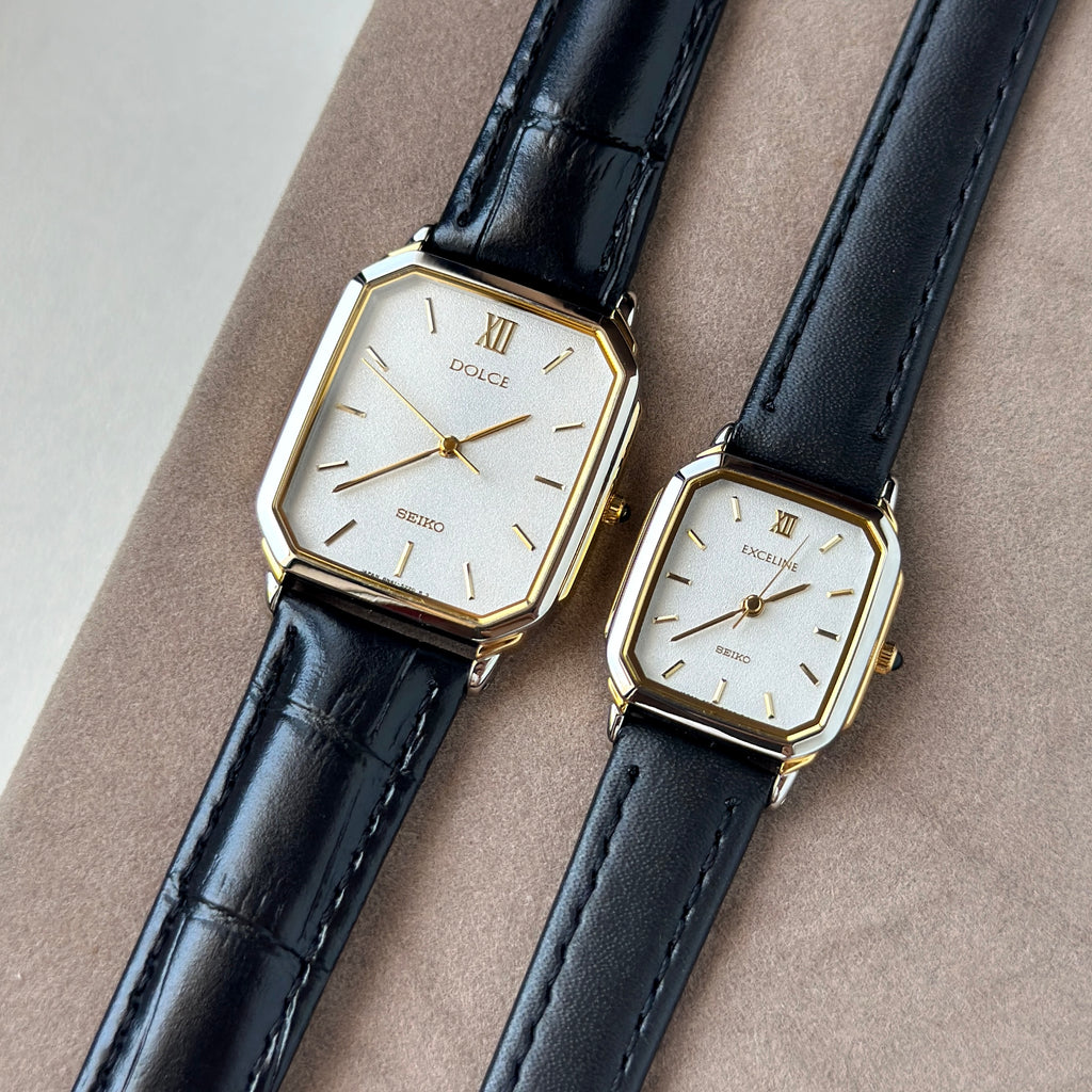 1995 Seiko Dolce &amp; Exceline Tank Pair w/ Box Papers