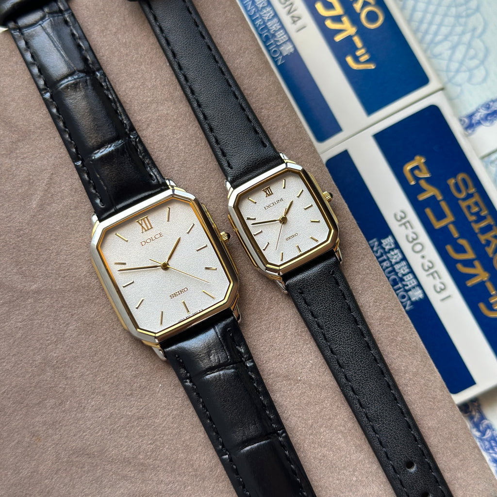 1995 Seiko Dolce &amp; Exceline Tank Pair w/ Box Papers