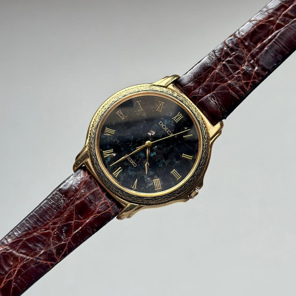 1992 Seiko Dolce Black Turquoise Stone Dial 8N41-6180