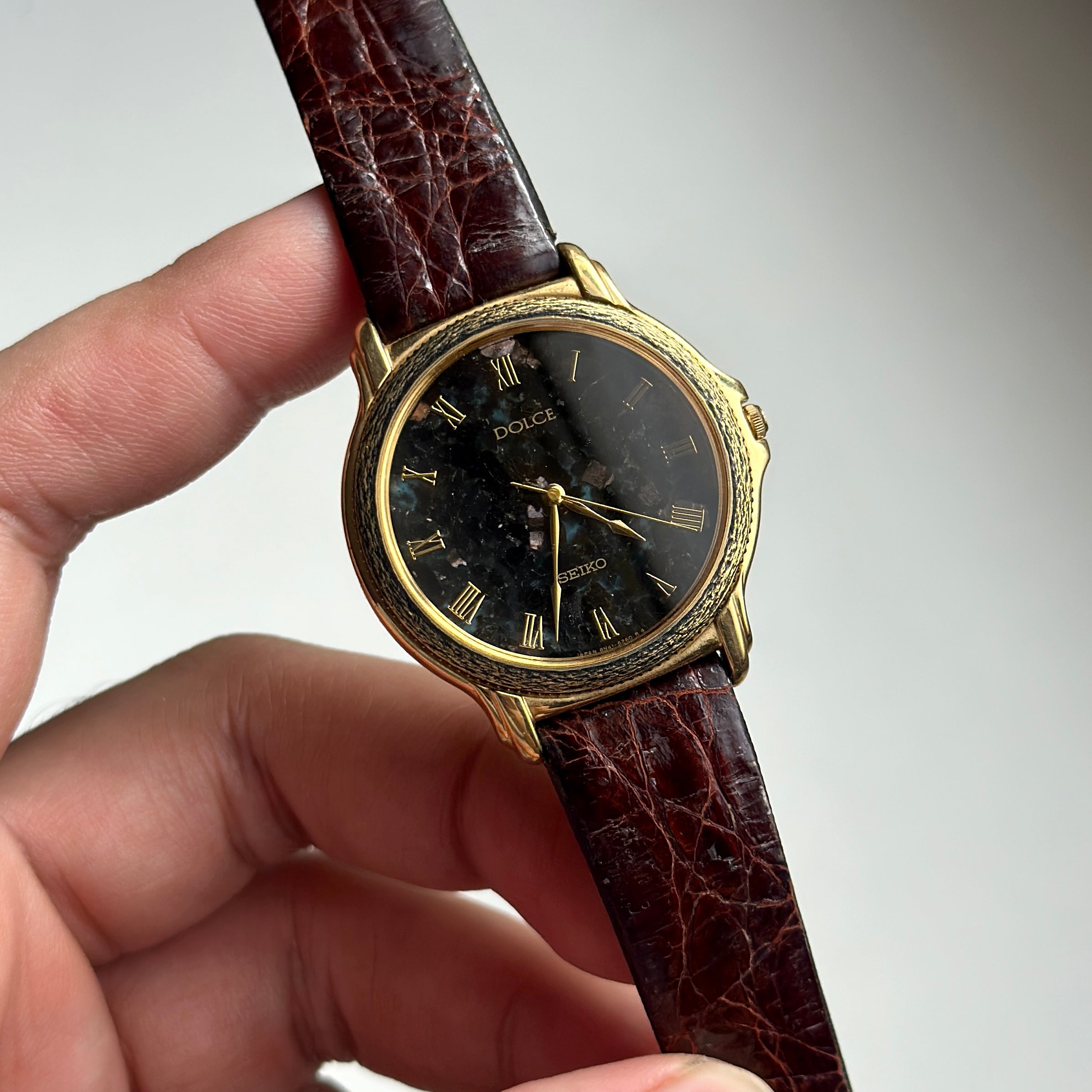 1992 Seiko Dolce Black Turquoise Stone Dial 8N41-6180
