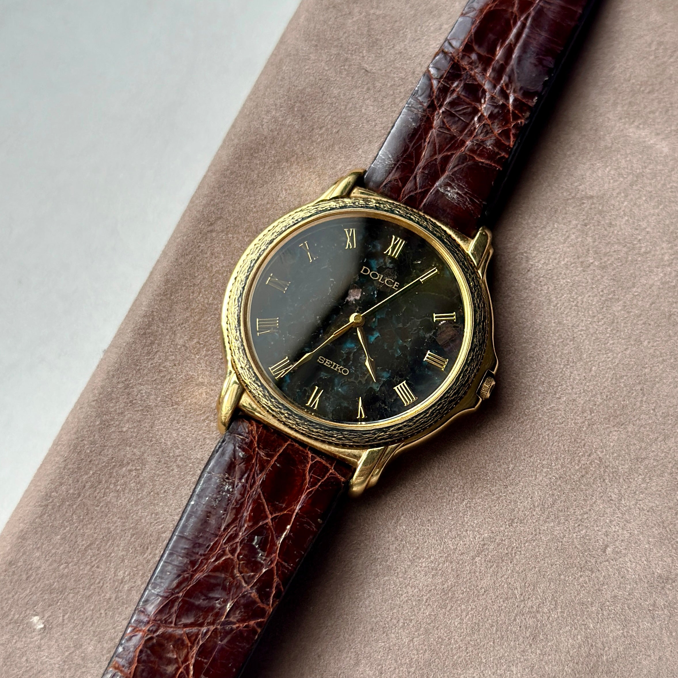 1992 Seiko Dolce Black Turquoise Stone Dial 8N41-6180