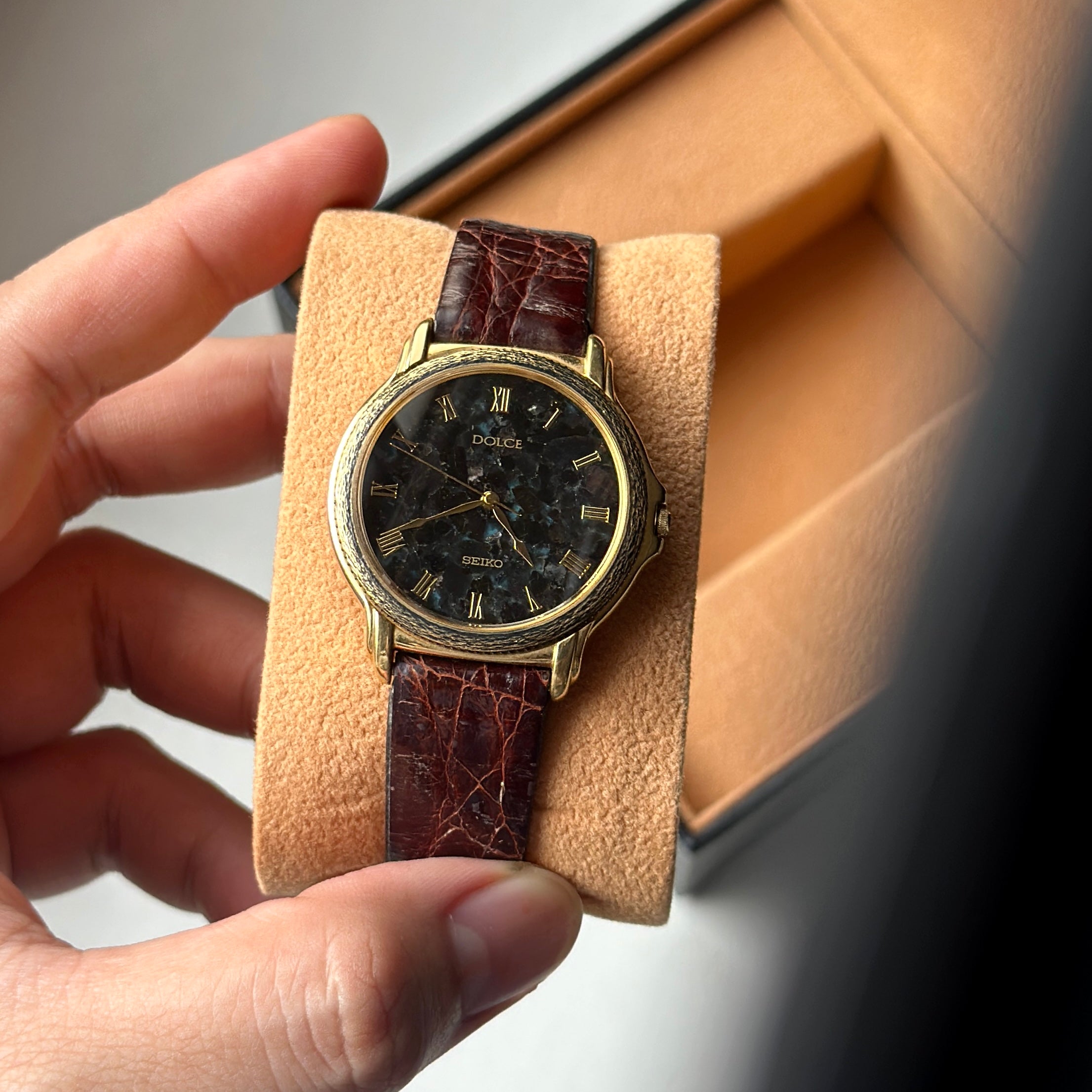 1992 Seiko Dolce Black Turquoise Stone Dial 8N41-6180