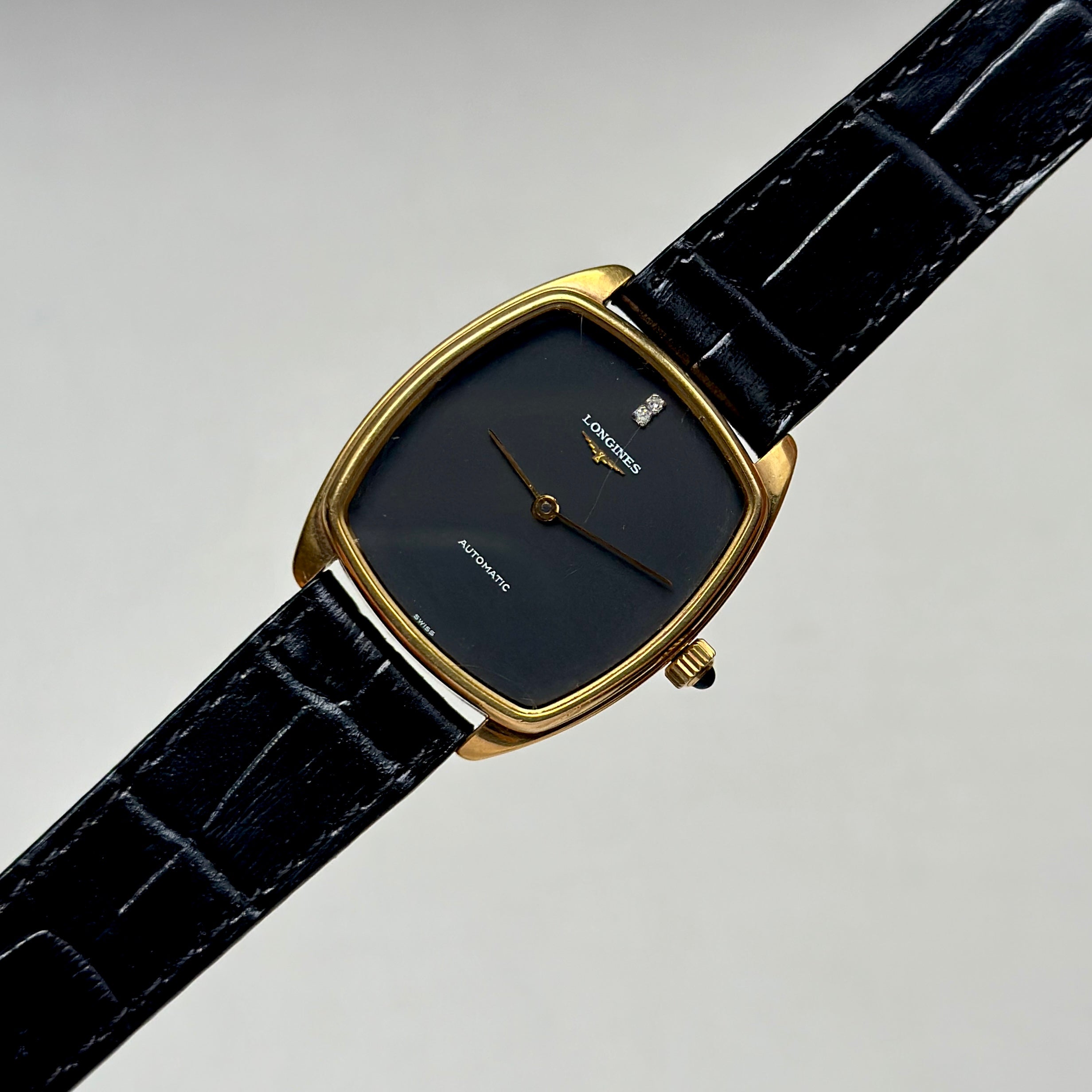 1970s Longines Tonneau Automatic Black / Gold Ref. 3617