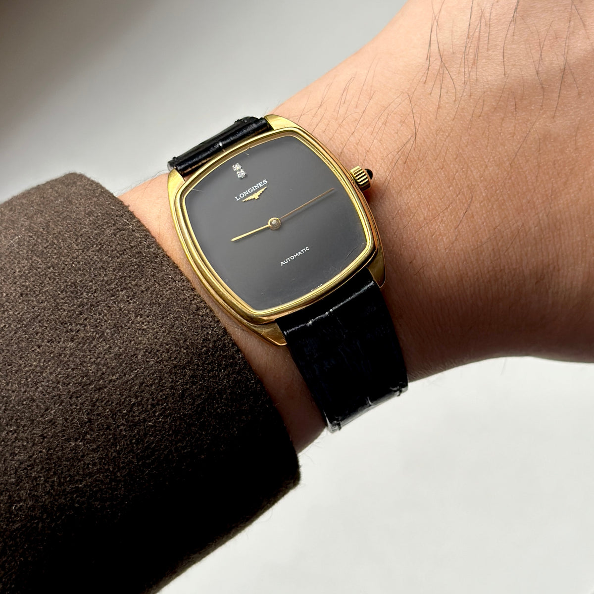 1970s Longines Tonneau Automatic Black / Gold Ref. 3617