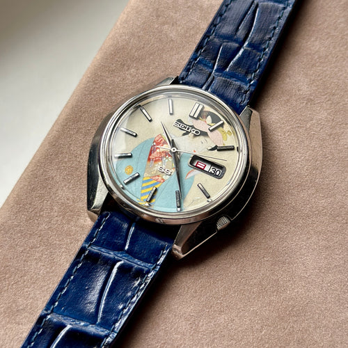 1969 Seiko 5 Actus 6106-8460 Ukiyo-e dial Uemura Shōen’s “Shunbō”