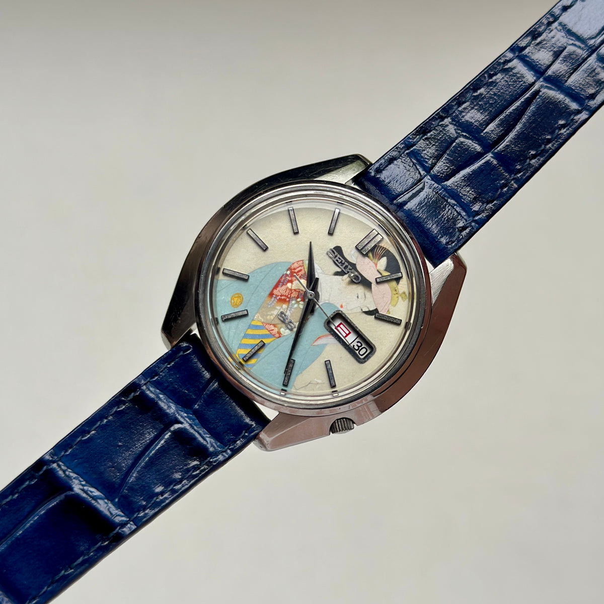 1969 Seiko 5 Actus 6106-8460 Ukiyo-e dial Uemura Shōen’s “Shunbō”