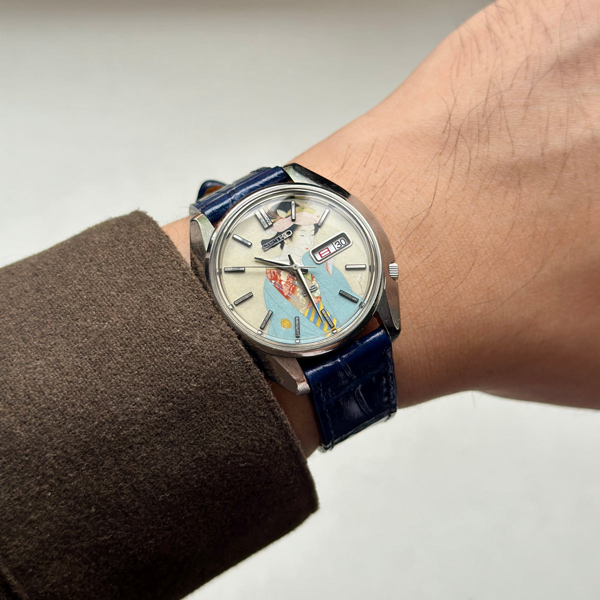1969 Seiko 5 Actus 6106-8460 Ukiyo-e dial Uemura Shōen’s “Shunbō”