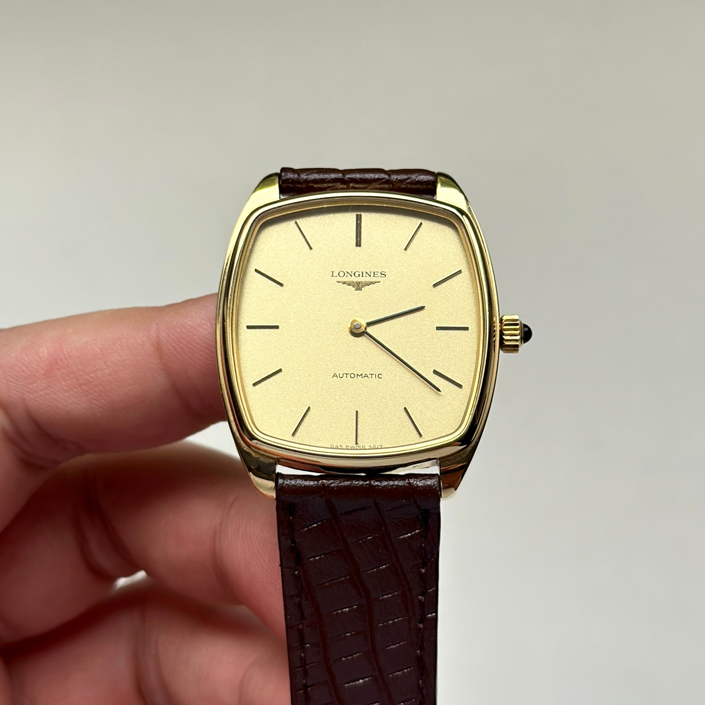 1970s Longines Tonneau Automatic Gold Ref. 3617