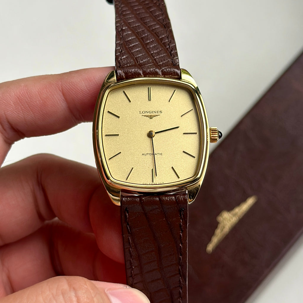 1970s Longines Tonneau Automatic Gold Ref. 3617